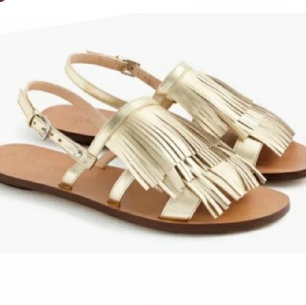 J.Crew Women Leather Tassel Sandals shoes sz 10